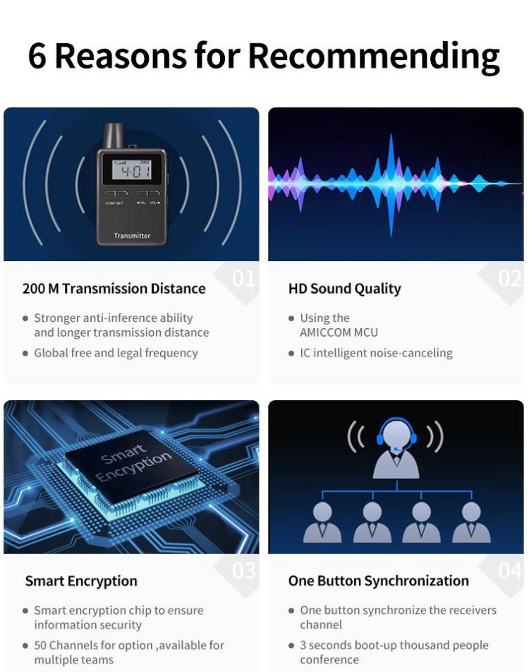 6 Reasons to Choose Simultaneous Interpretation System Sistema di interpretazione simultanea One-to-Many per conferenze aziendali(图2)